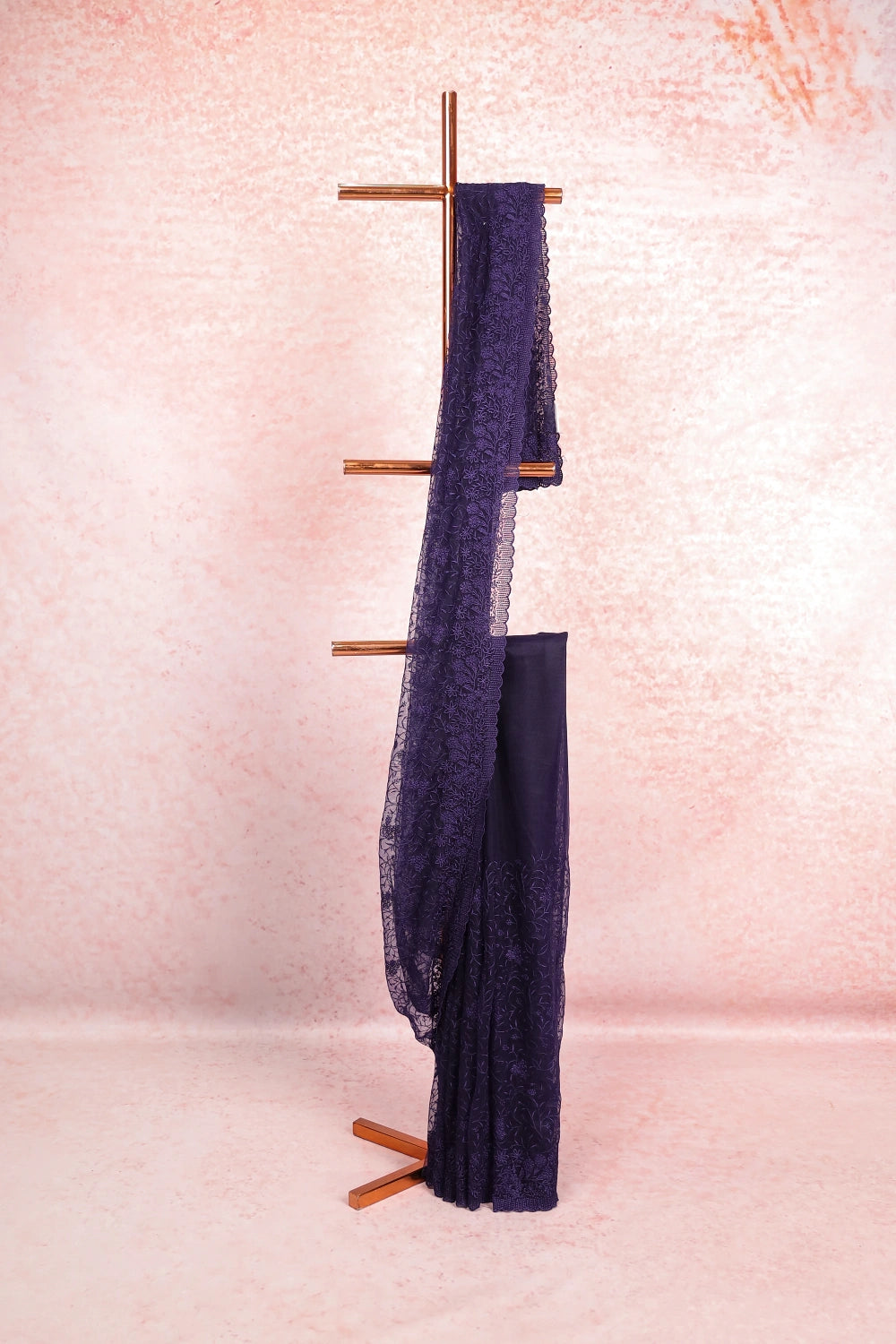Navy Blue Net Saree