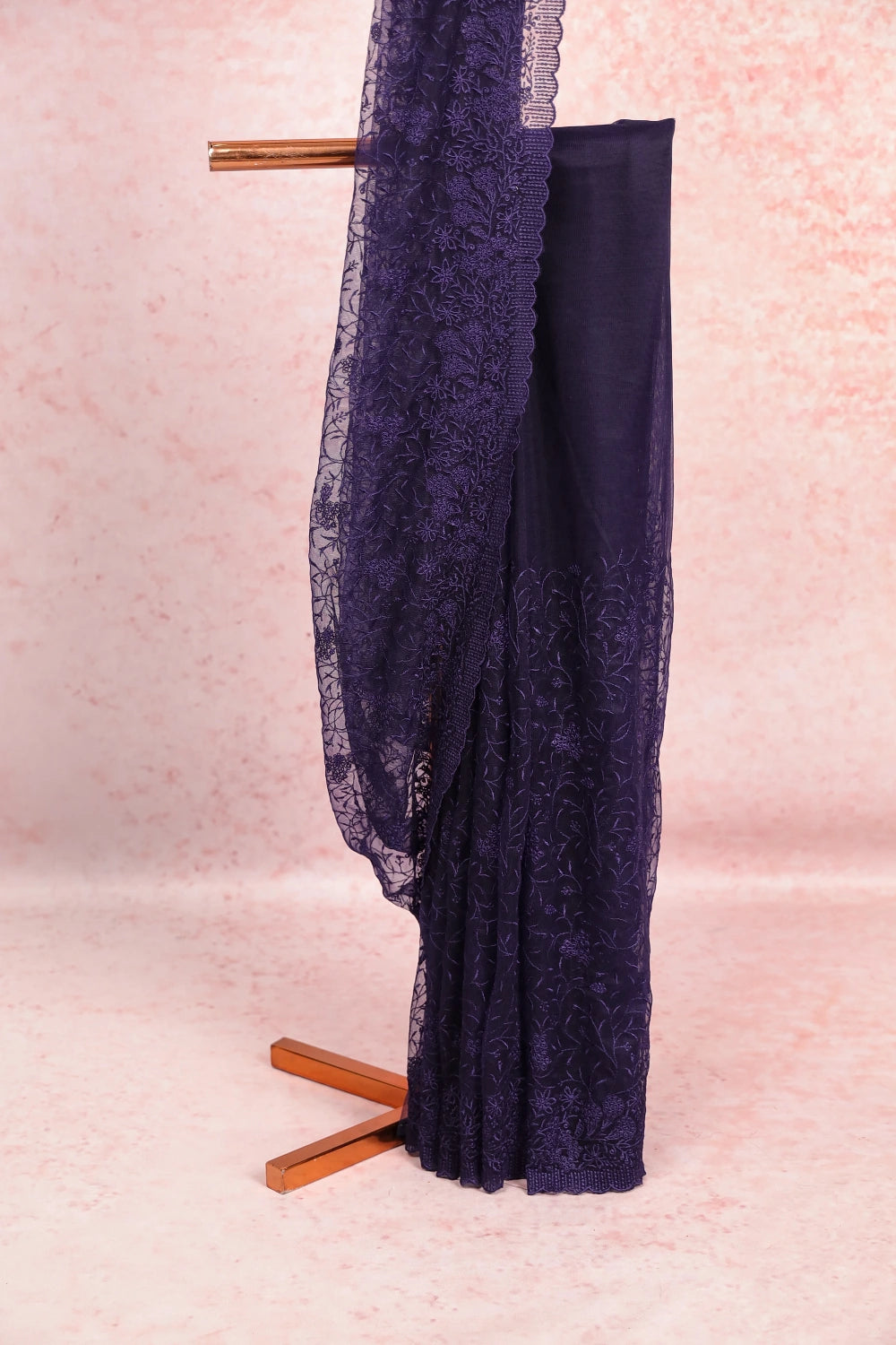 Navy Blue Net Saree