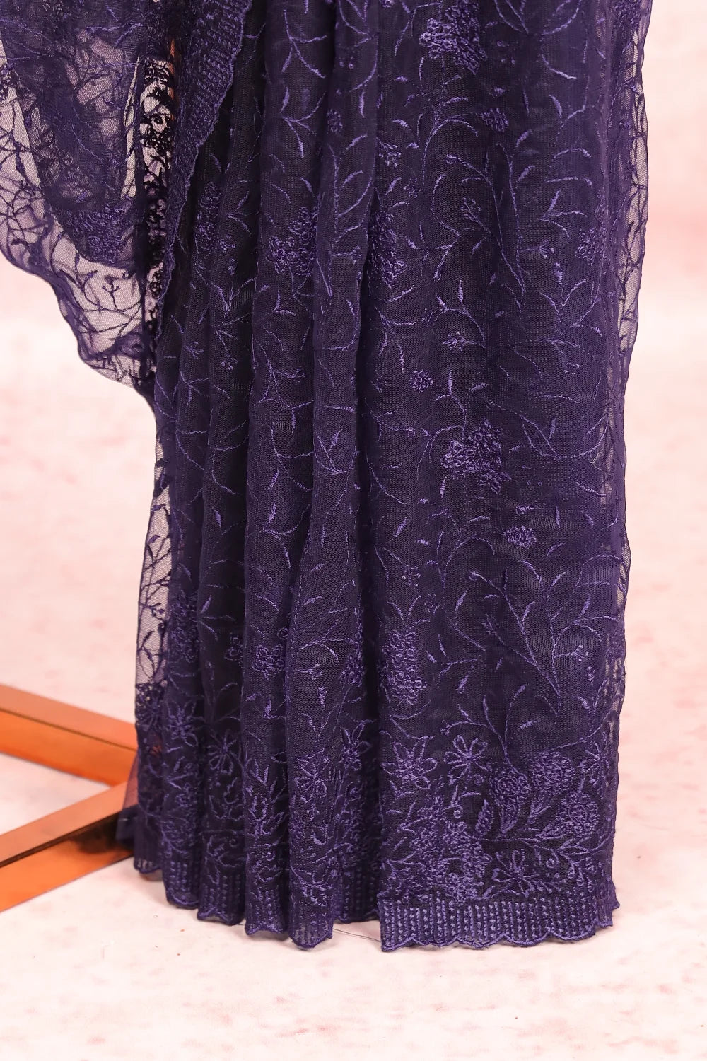 Navy Blue Net Saree