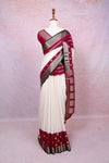 Off White Semi Banarasi Saree - Seematti