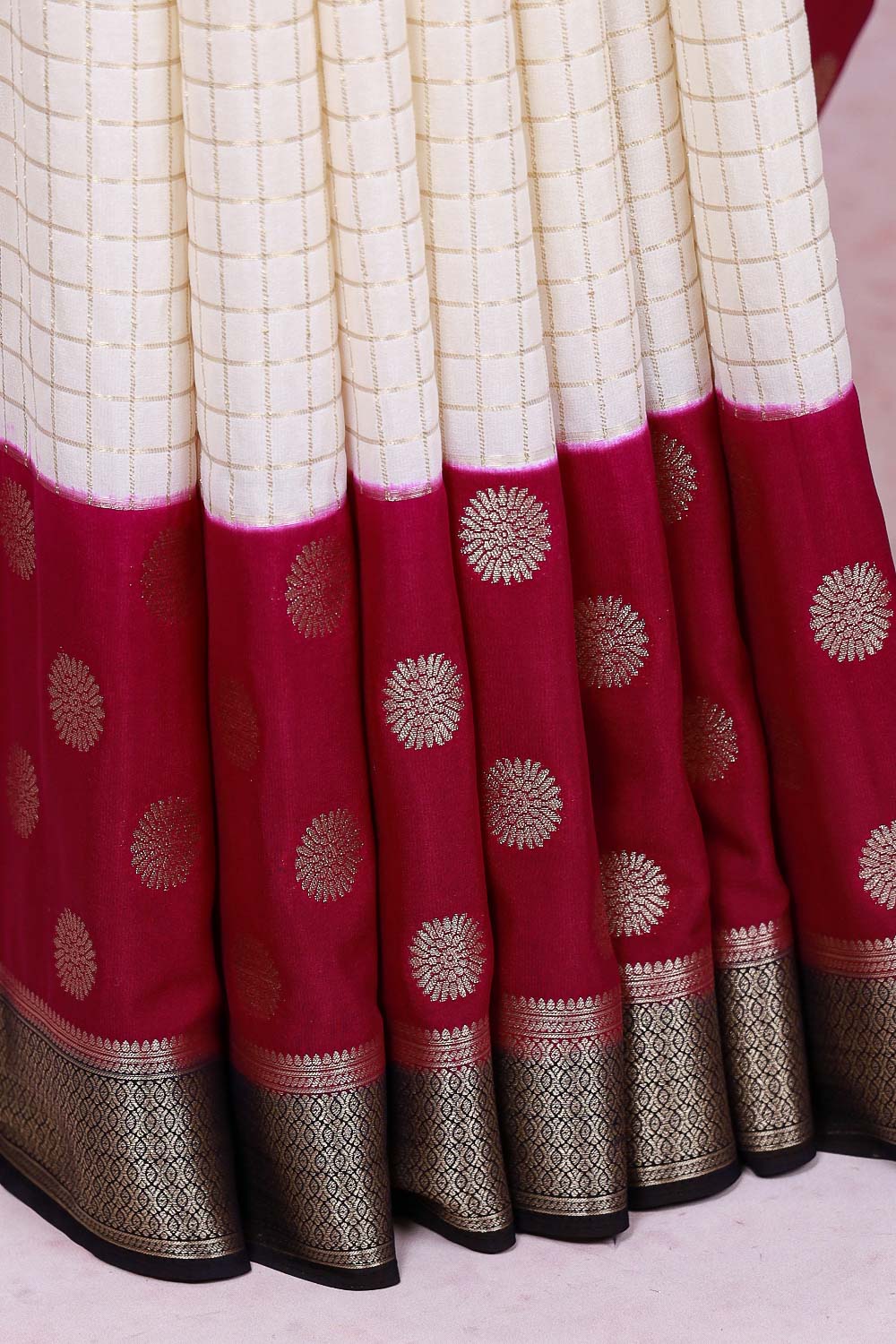 Off White Semi Banarasi Saree - Seematti