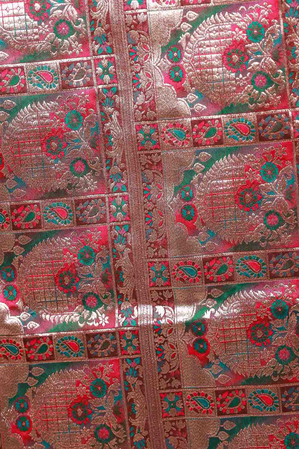Maroon Semi Banarasi Saree
