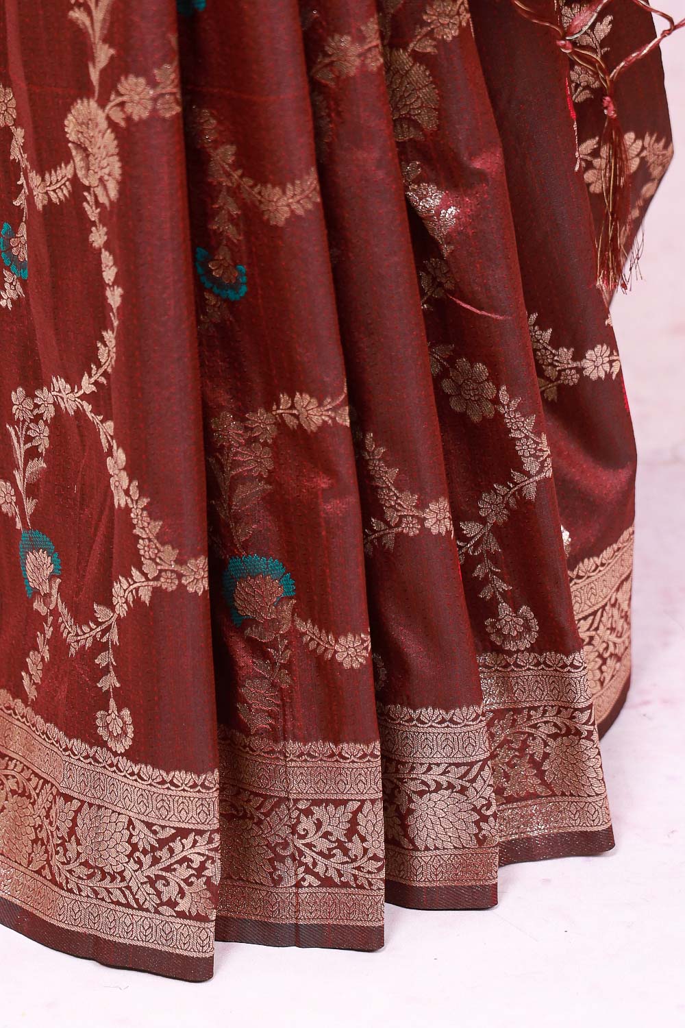 Maroon Semi Banarasi Saree