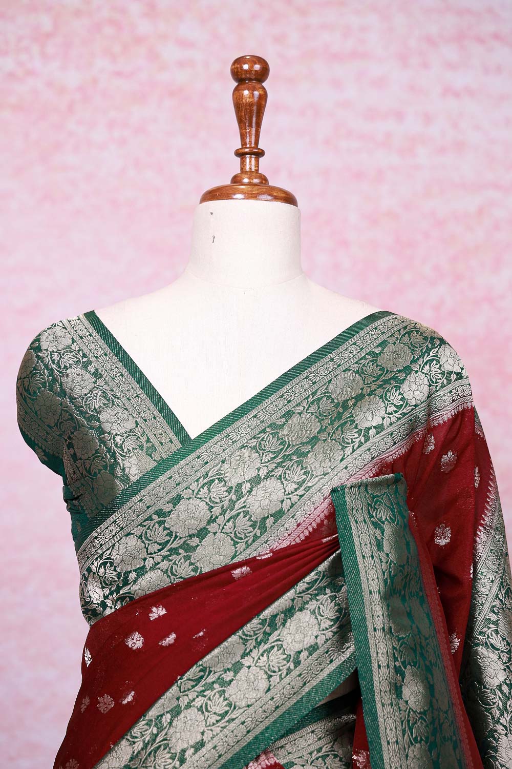 Wine Semi Banarasi Saree - Seematti