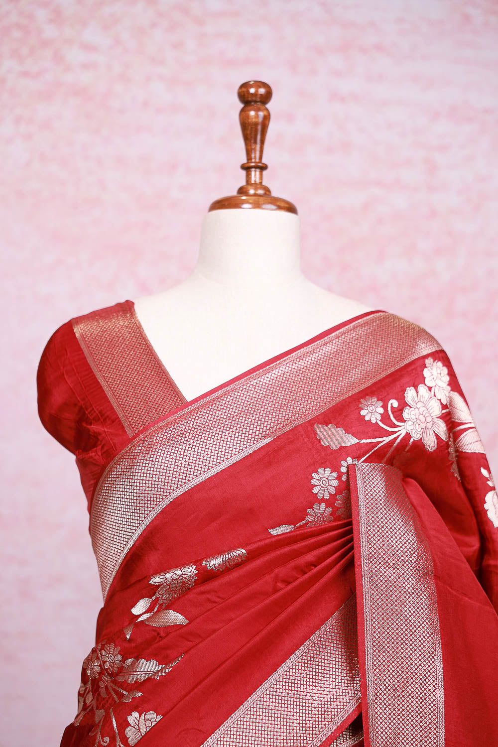 Maroon Semi Banarasi Saree