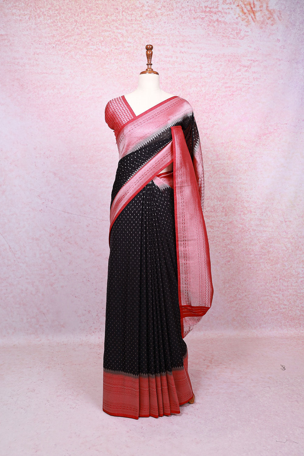 Black Semi Banarasi Saree
