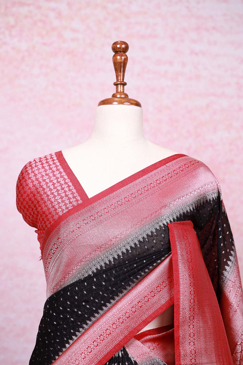 Black Semi Banarasi Saree