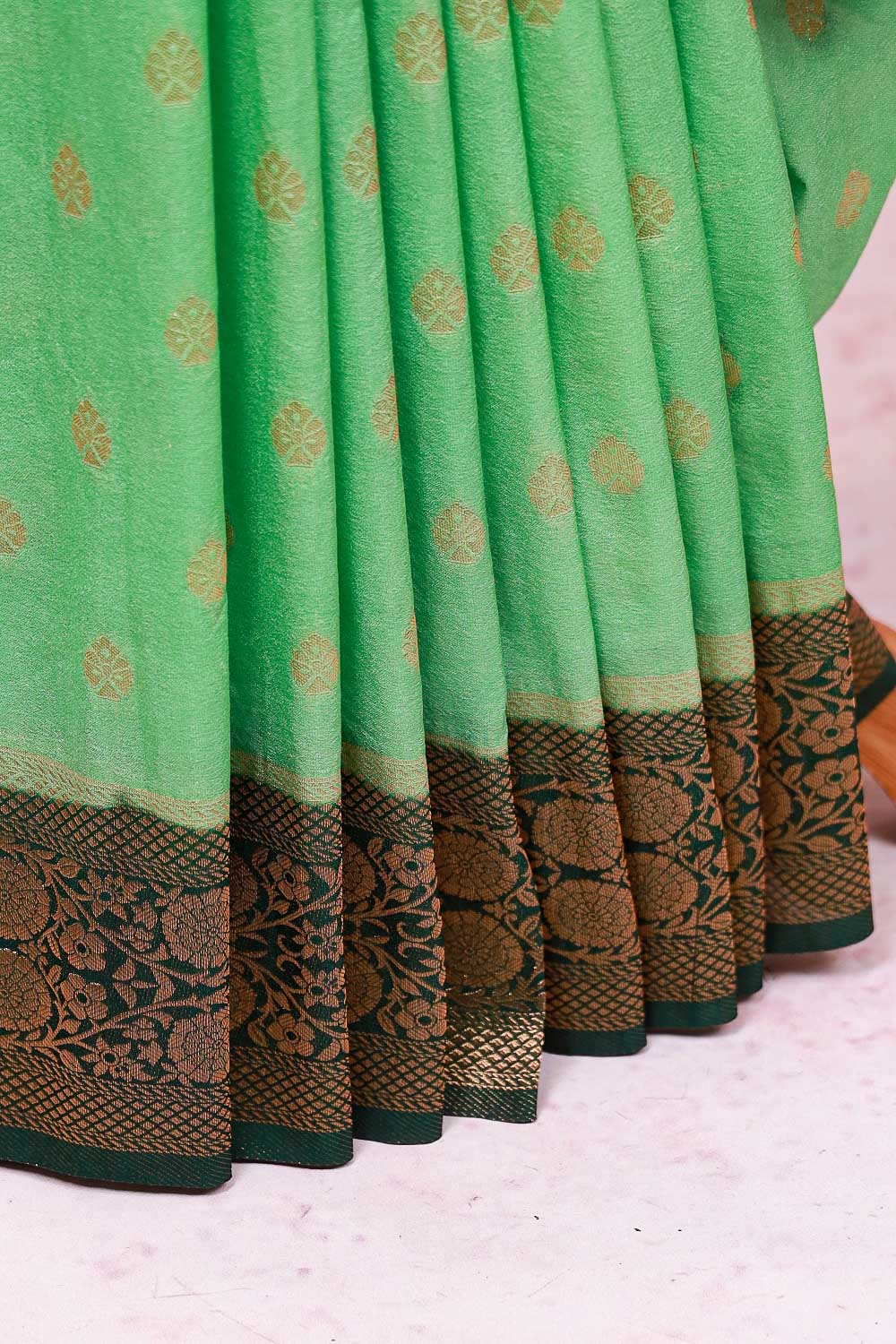 Light Green Semi Banarasi Saree