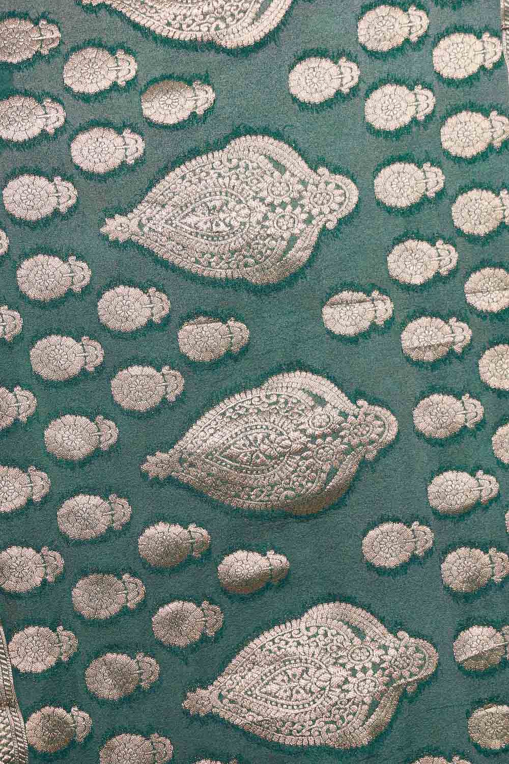 Light Green Semi Banarasi Saree