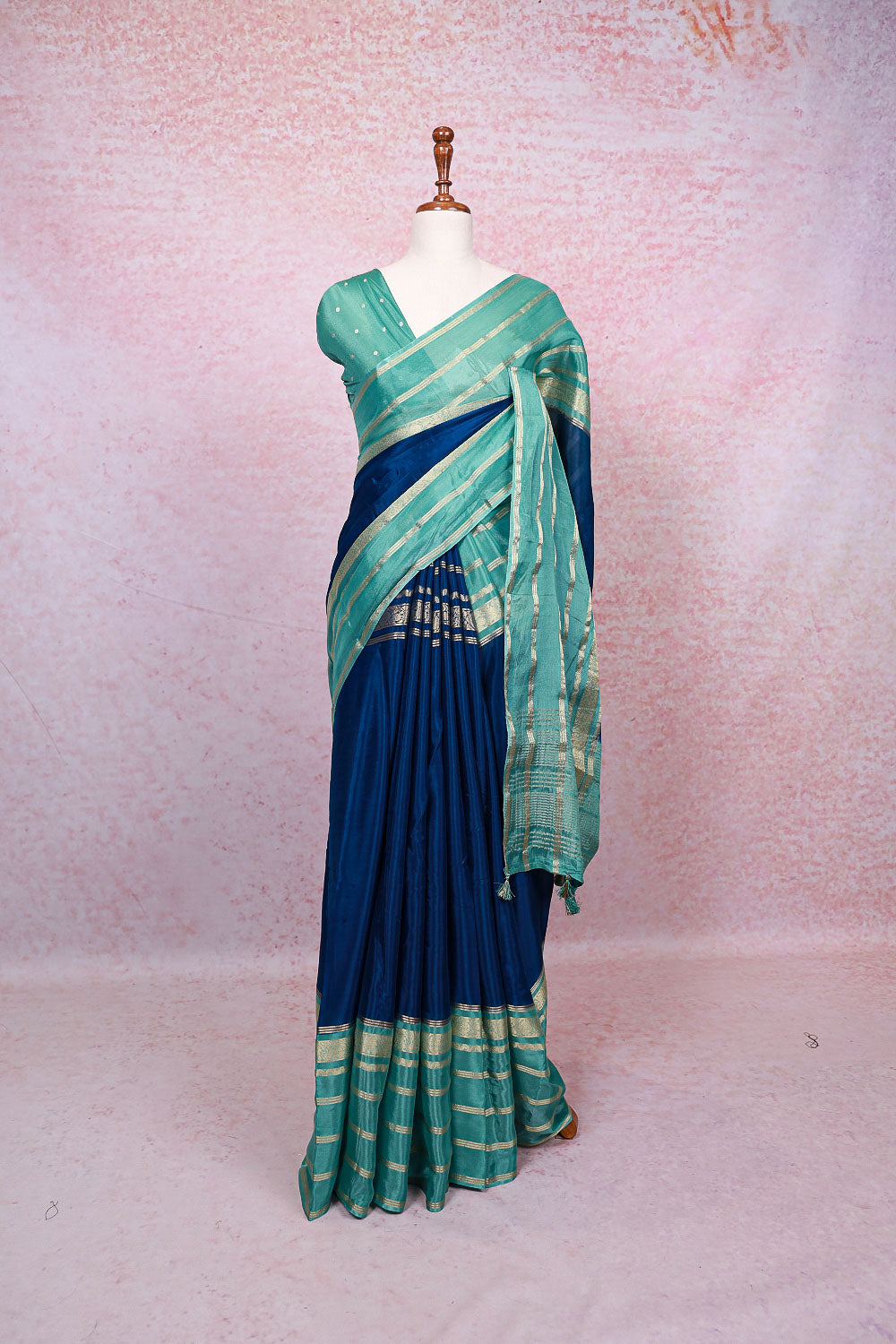 Blue Semi Banarasi Saree - Seematti