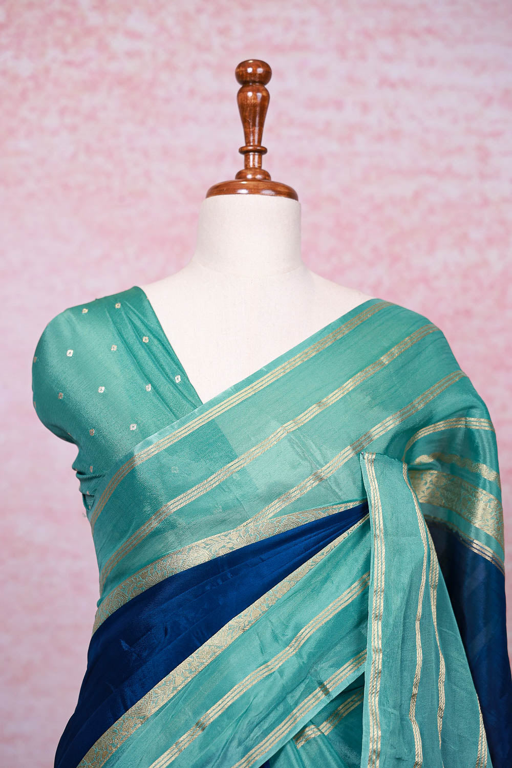 Blue Semi Banarasi Saree - Seematti