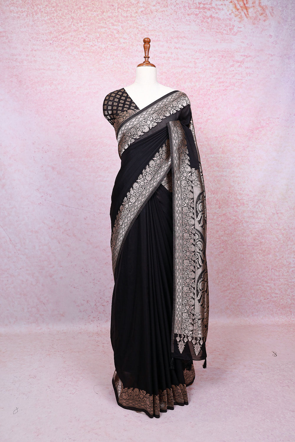 Black Semi Banarasi Saree
