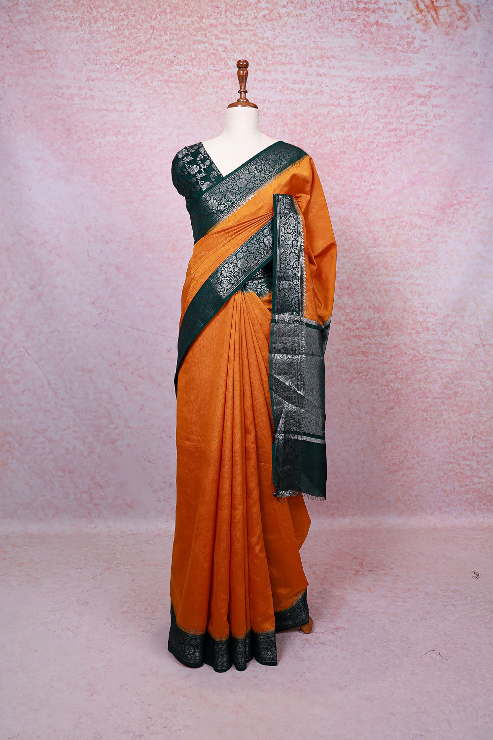 Mustard Semi Banarasi Saree - Seematti