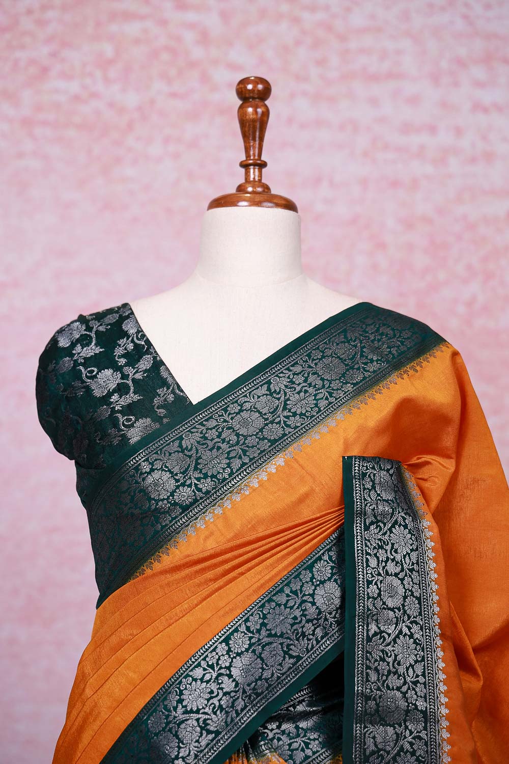 Mustard Semi Banarasi Saree - Seematti