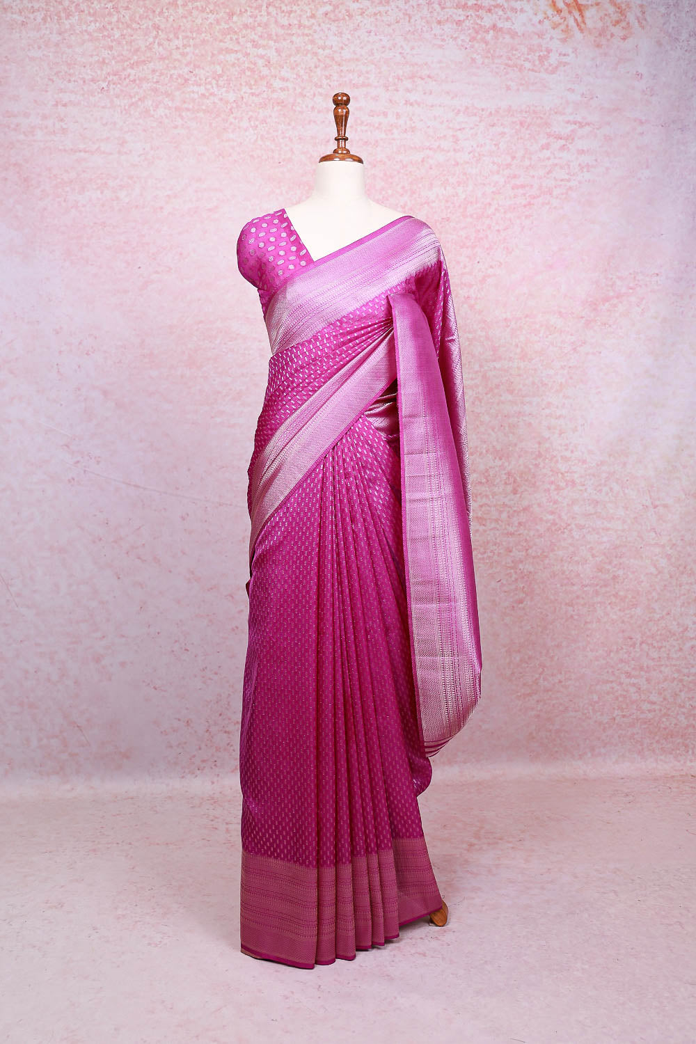 Magenta  Semi Banarasi Saree