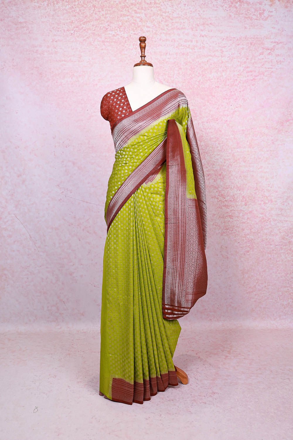 Green Semi Banarasi Saree