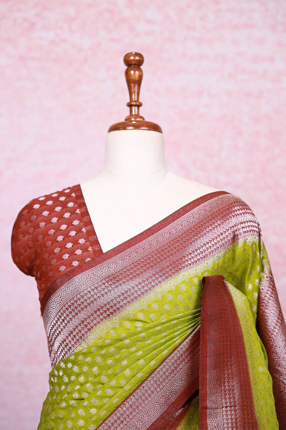 Green Semi Banarasi Saree