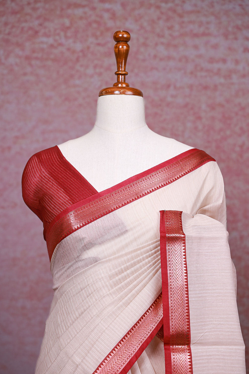 Cream Semi Silk Saree