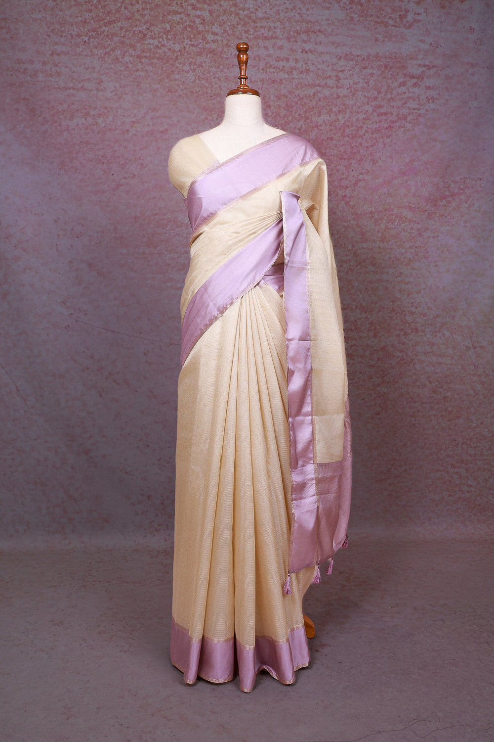 Cream Semi Tussar Saree - Seematti