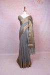 Grey Semi Banarasi Saree