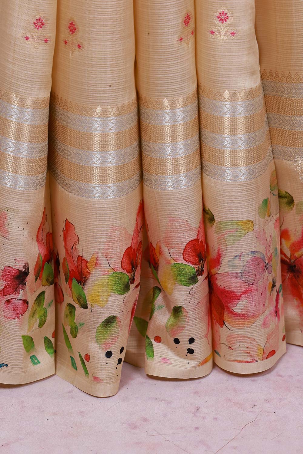 Cream Semi Silk Saree - Seematti