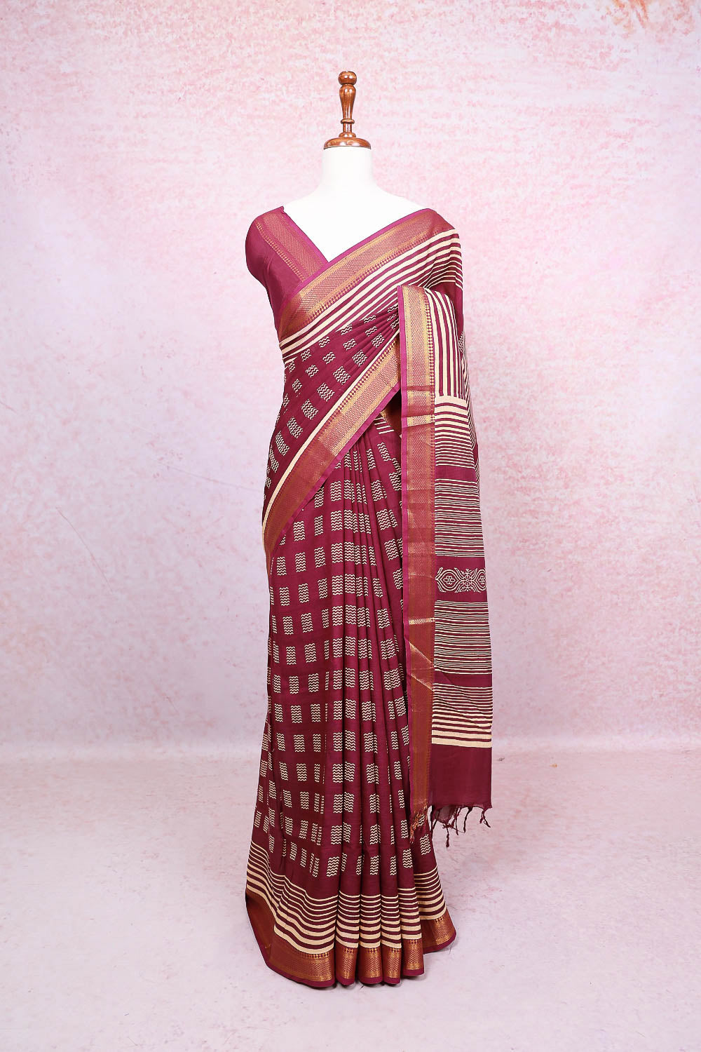 Wine Semi Silk Saree