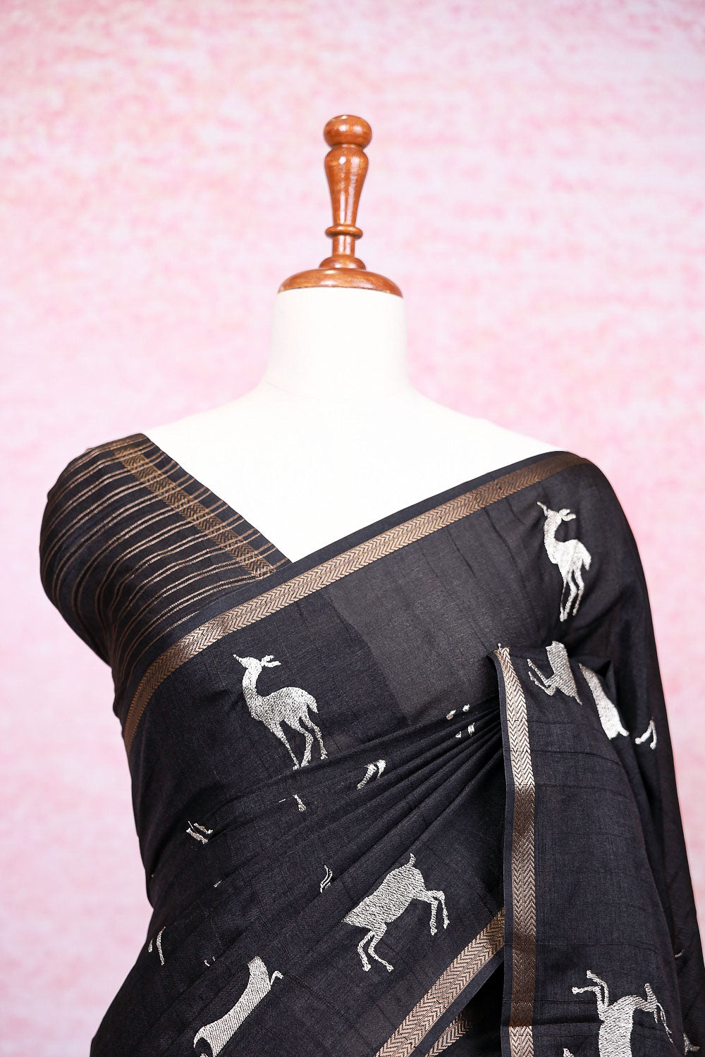 Black Semi Tussar Saree