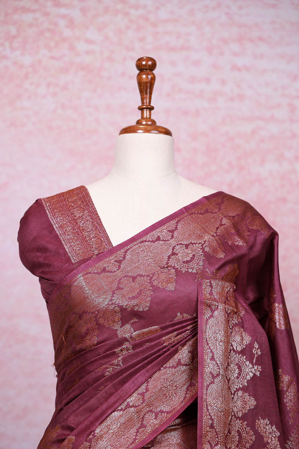 Purple Wine Tussar Silk Saree