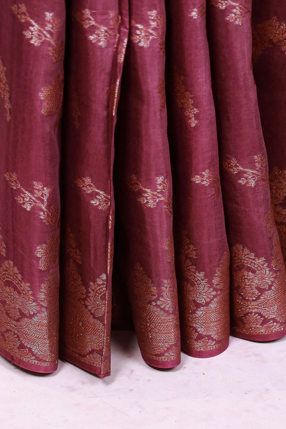 Purple Wine Tussar Silk Saree