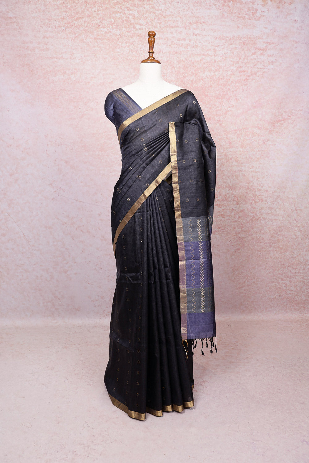 Black Tussar Silk Saree
