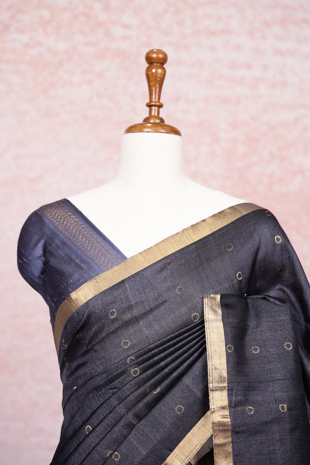 Black Tussar Silk Saree