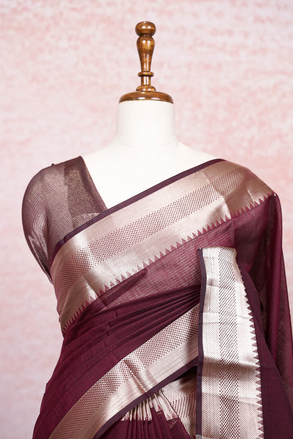 Wine Semi Silk Saree