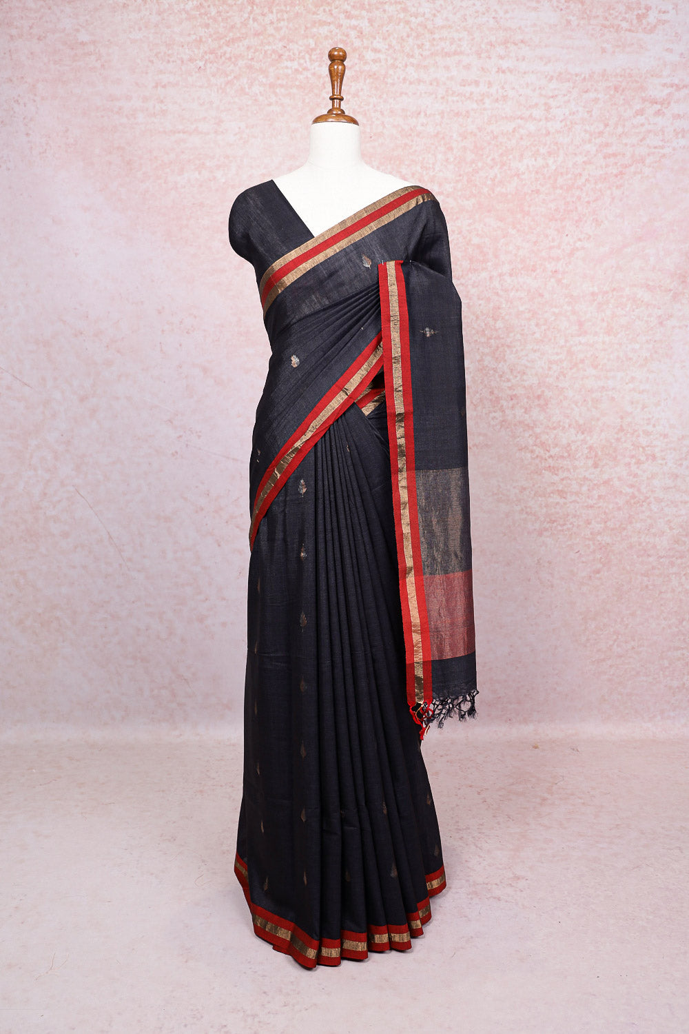 Black Tussar Silk Saree