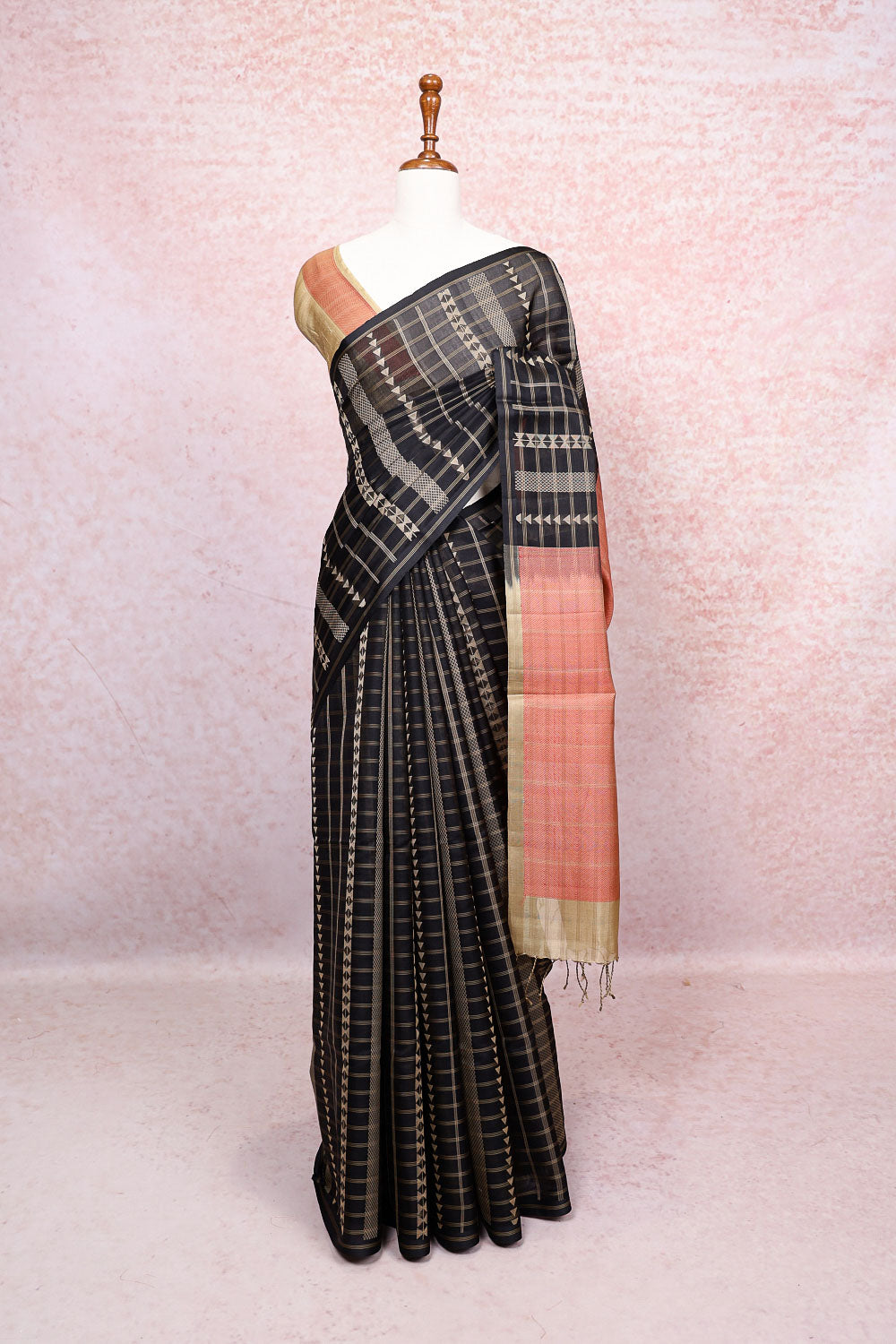 Black Tussar Silk Saree