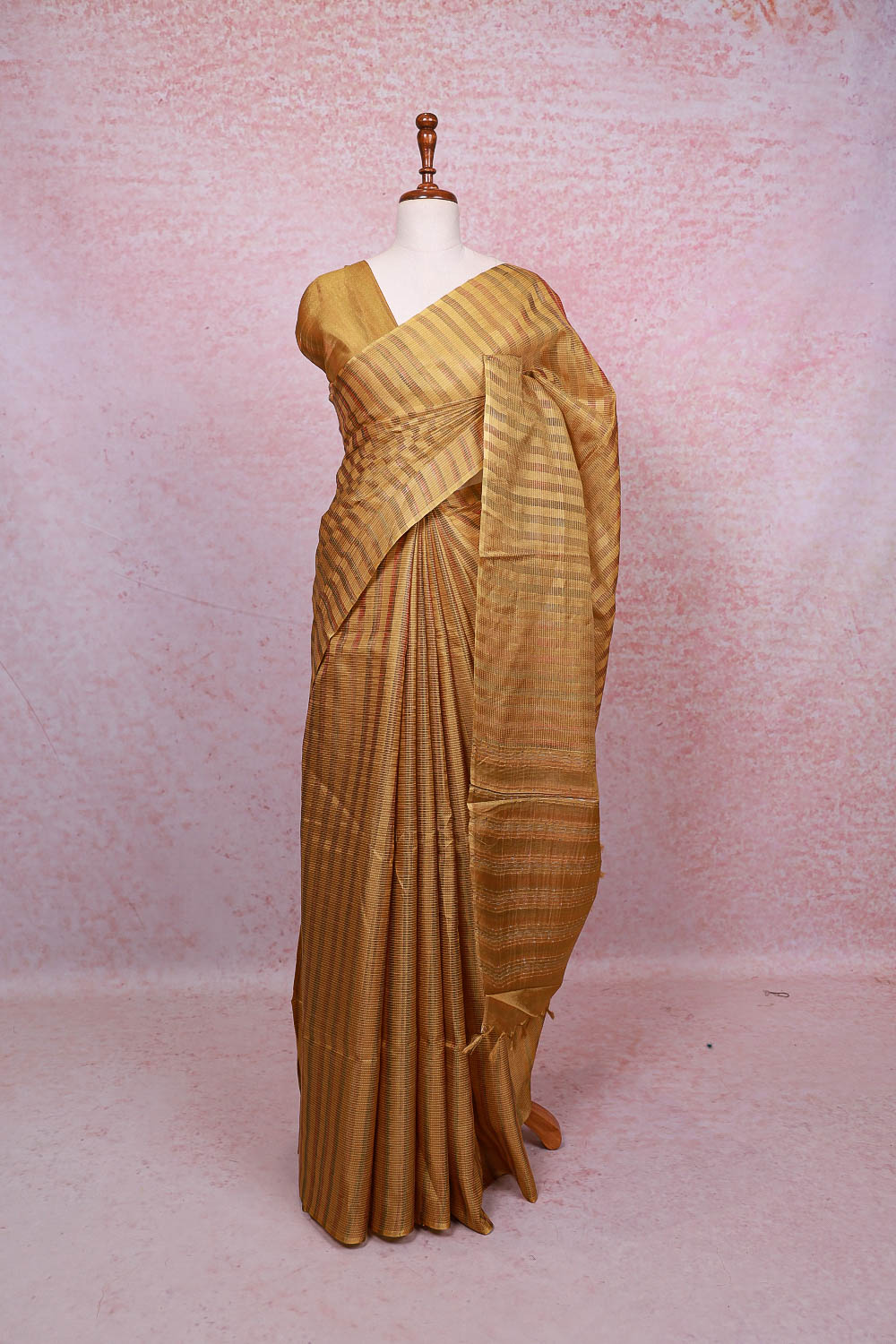 Yellowish Gold Tussar Silk Saree