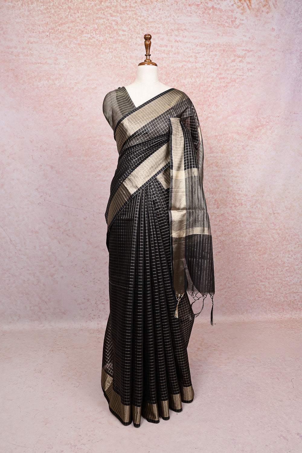 Black Linen Cotton Saree