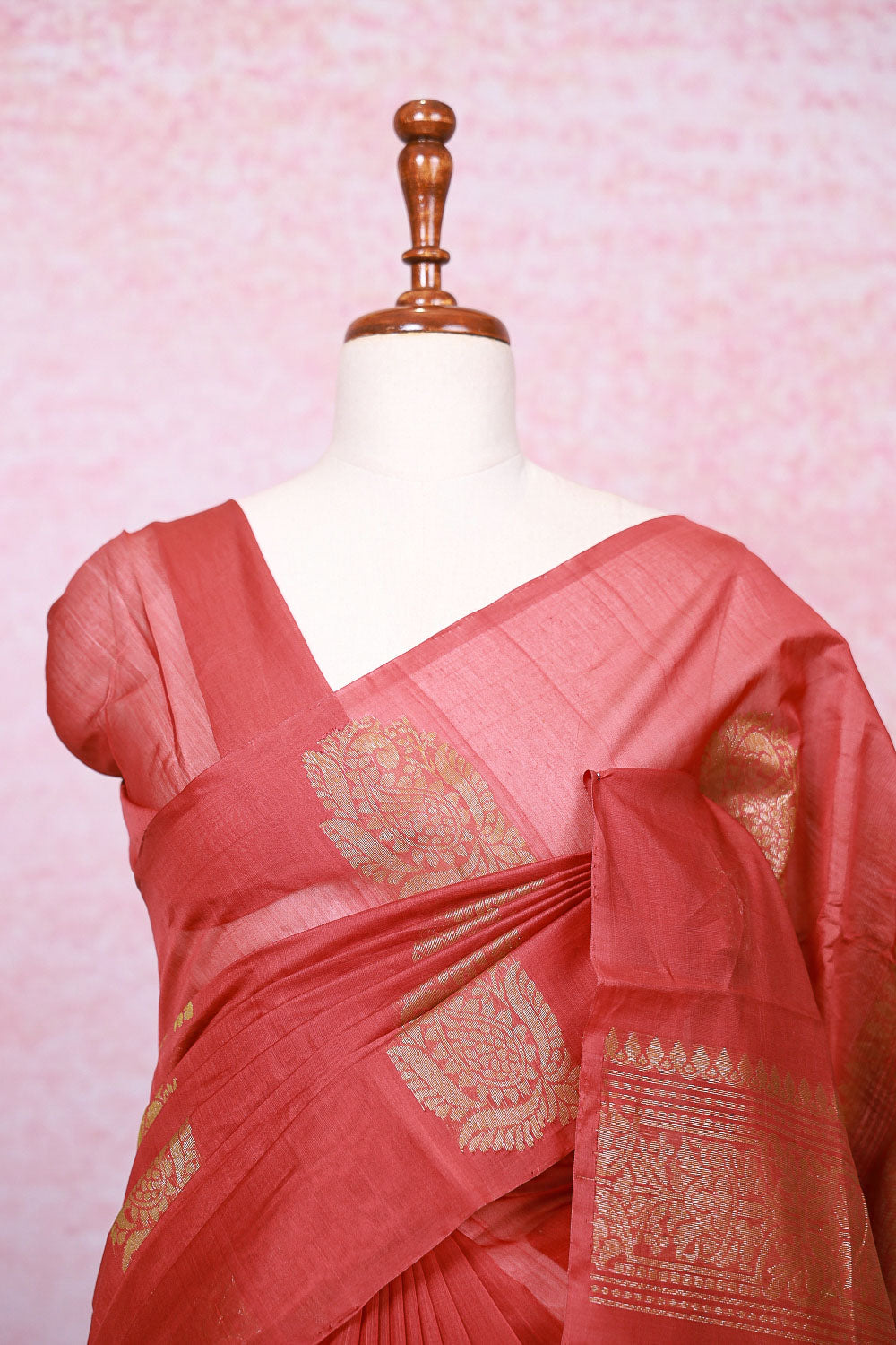 Brick Brown Cotton Silk Saree