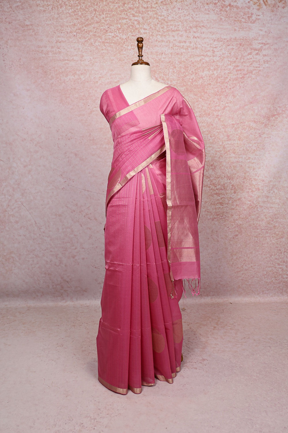 Pastel Pink Cotton Silk Saree