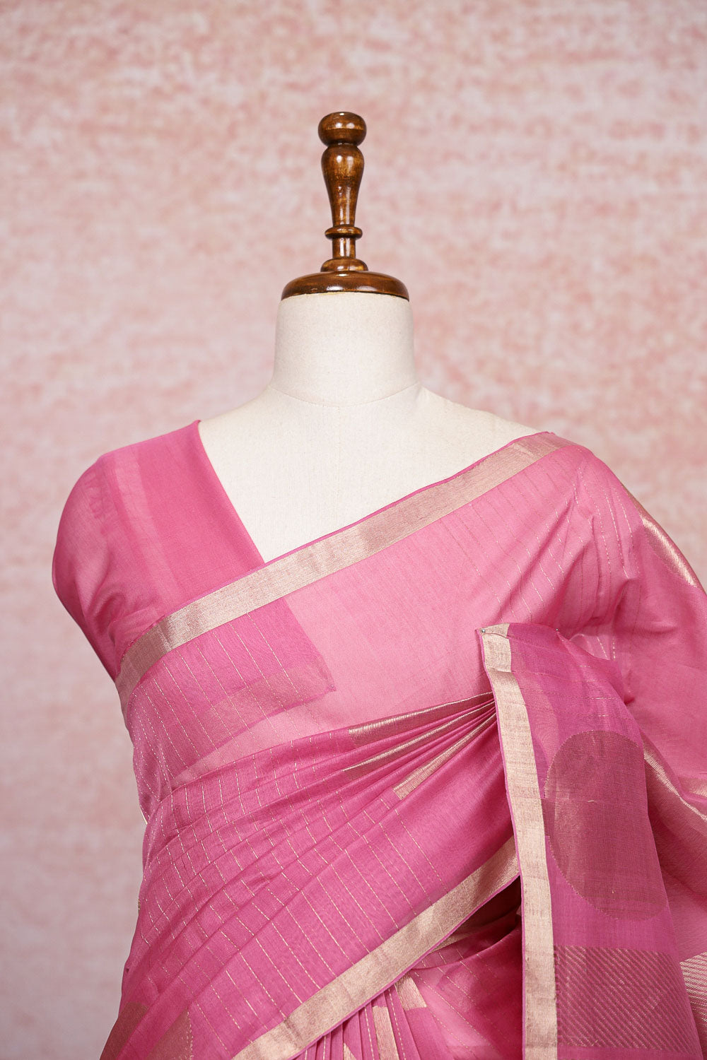 Pastel Pink Cotton Silk Saree