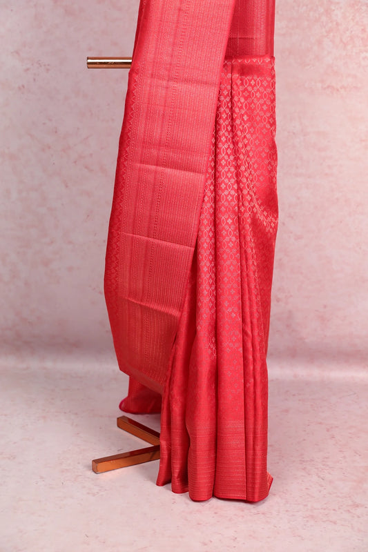 Tomato Red Kancheepuram Silk Saree