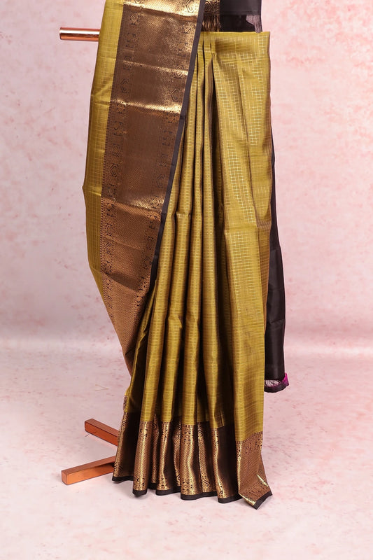 Olive Green Kancheepuram Silk Saree