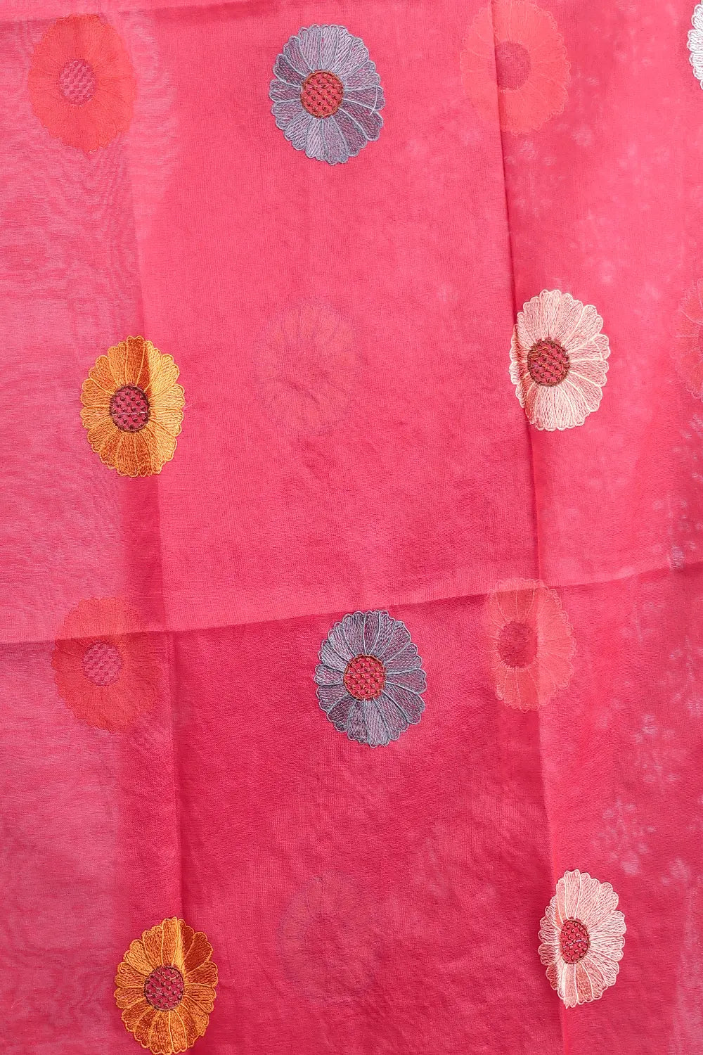 Onion Pink Semi Silk Embroidary Unstitched Churidhar Material