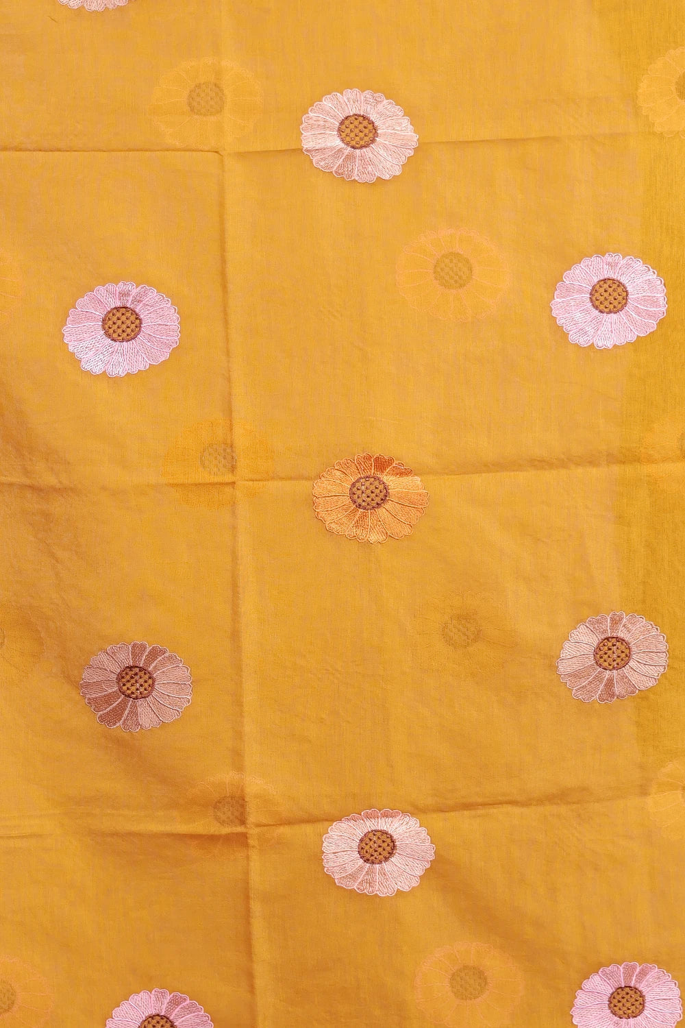 Yellow Semi Silk Embroidary Unstitched Churidhar Material