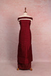 Maroon Semi Tussar Embroidary Unstitched Churidhar Material