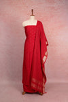 Red Semi Silk Banarasi Design Unstitched Churidhar Material