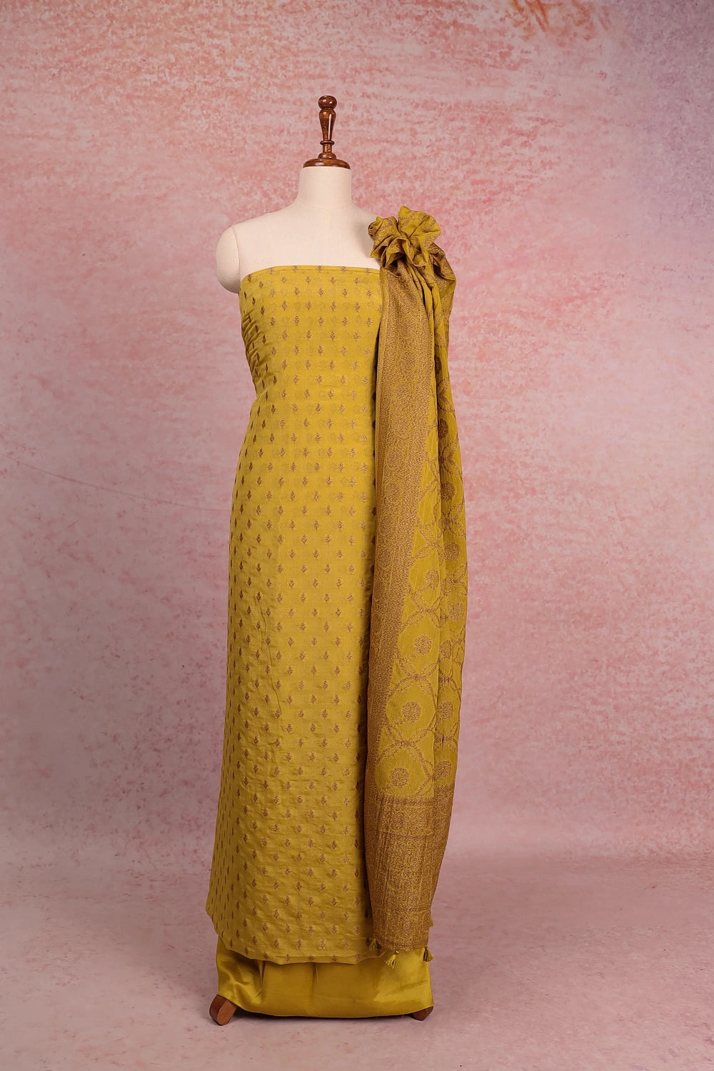 Yellow Georgette Banarasi Design Unstitched Churidhar Material
