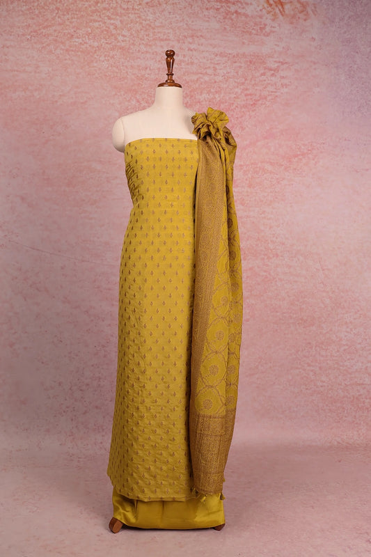 Yellow Georgette Banarasi Design Unstitched Churidhar Material
