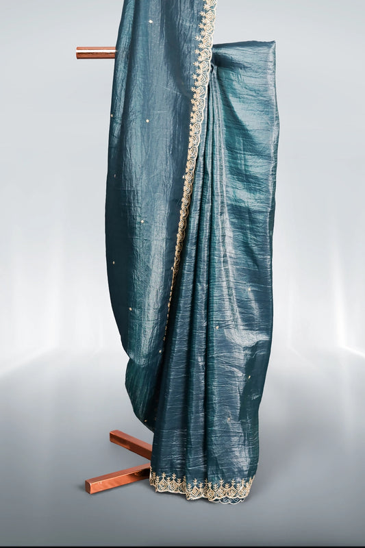Dark Green Crush Saree