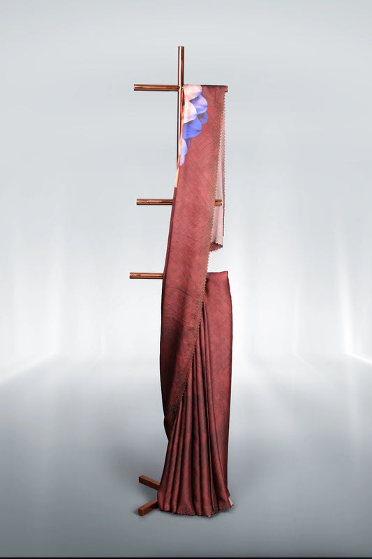 Maroon Crepe Saree