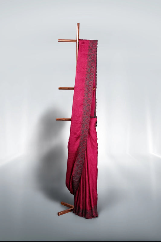 Wine Crepe Saree